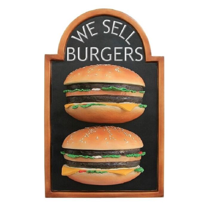 2 Burger auf Angebotstafel vergrößert Schild