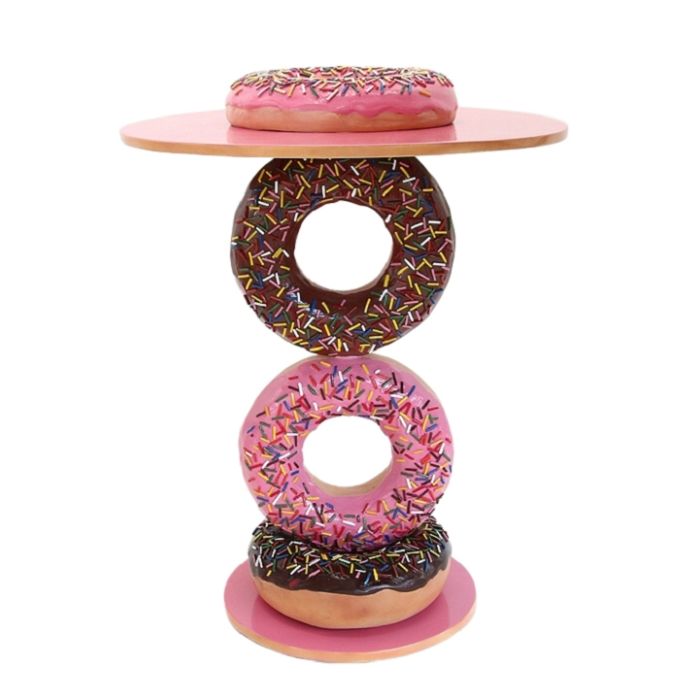Tisch mit Donutständer Rosa und Donut vergrößert Tisch