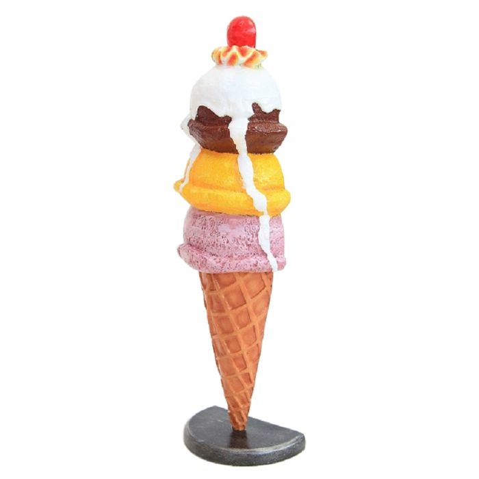 Halbes Eis 3 Kugeln mit Kirsche auf Ständer klein vergrößert Dekorationsfigur