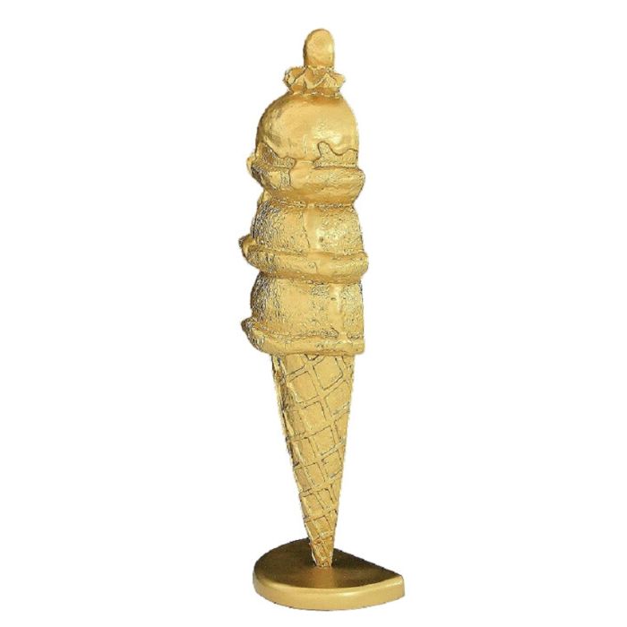 Halbes Eis 3 Kugeln mit Kirsche Gold klein vergrößert Dekorationsfigur