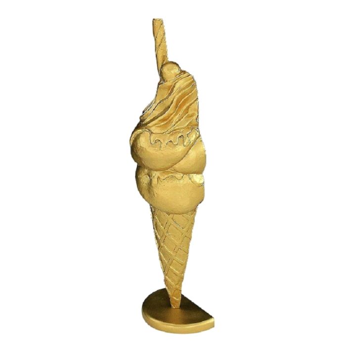 Halbes Eis mit Röhrchen Gold klein  vergrößert Dekorationsfigur