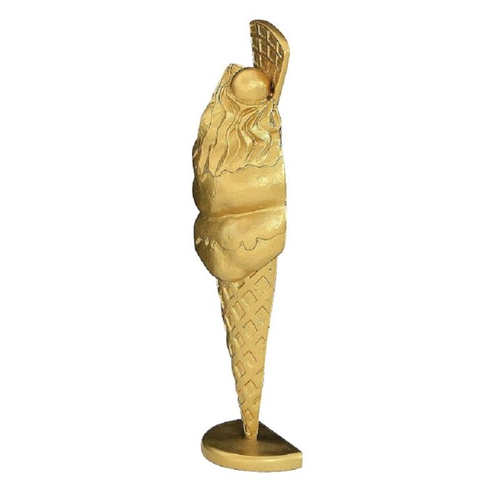 Halbes Eis mit Waffel Gold groß vergrößert Dekorationsfigur