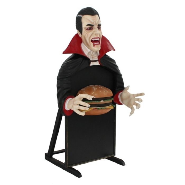 Dracula Angebotstafel klein mit Burger lebensgroß Angebotstafel