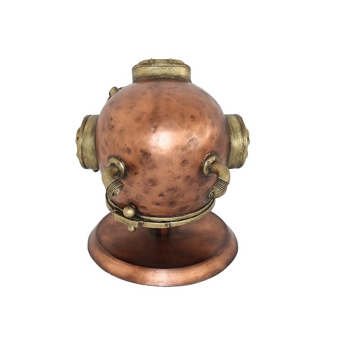 Goldener Taucherhelm mit Visitenkartenhalter lebensgroß Visitenkartenhalter