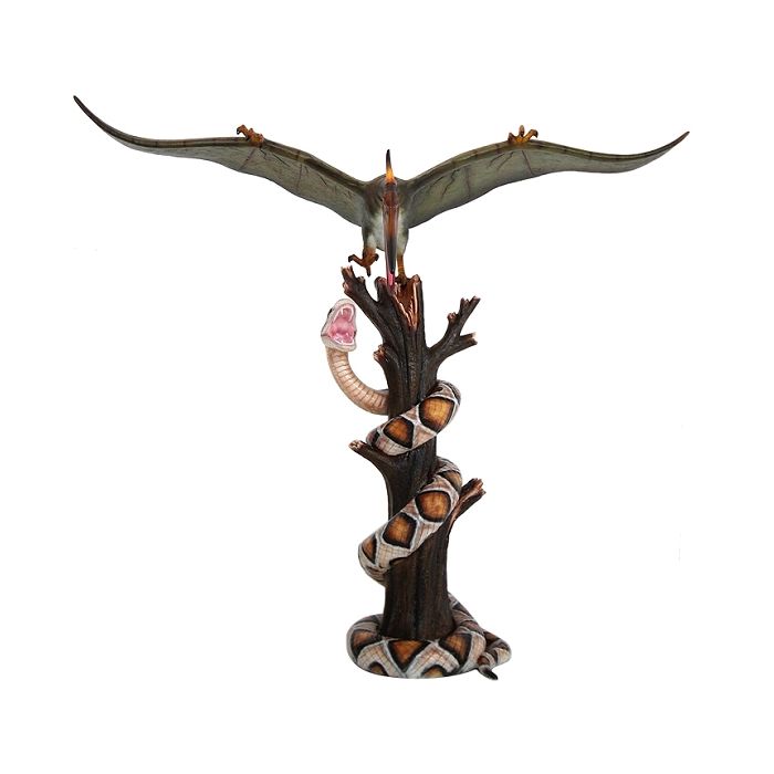 Dinosaurier Pteranodon kämpft mit Python auf Baum lebensgroß Deko- & Werbefigur