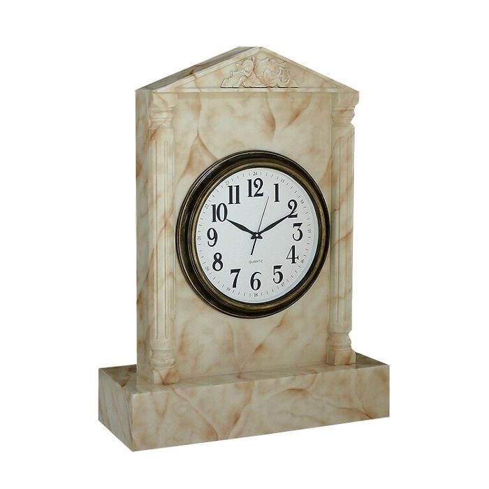 Uhr in Säule mit Marmoreffekt lebensgroß Uhr