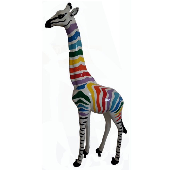 Giraffe bunte Streifen lebensgroß Deko- & Werbefigur