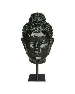 Spiritueller Buddhakopf auf Sockel lebensgroß
