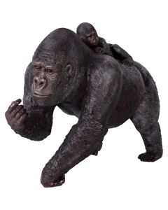 Gorilla Weibchen mit Baby lebensgroß
