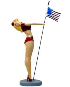 Lady mit Amerika-Fahne verkleinert