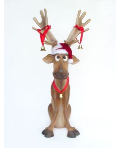 Rentier sitzend lustig weihnachtlich lebensgroß