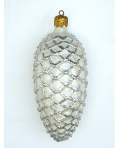 kleiner Weihnachtszapfen Silber glitzernd vergrößert