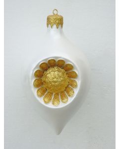 kleine Weihnachtskugel in Blütenform Silber-Gold vergrößert