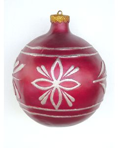kleine Weihnachtskugel Rot-Silber vergrößert