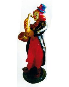 großer Clown mit Saxophon und Hut lebensgroß