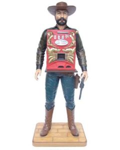 Cowboy mit Spielautomat lebensgroß