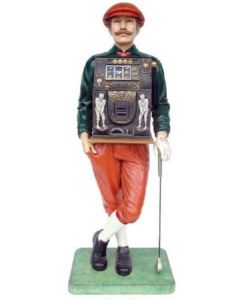 Golfer mit Spielautomat lebensgroß