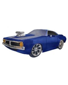 Musclecar in blau für die Wand verkleinert