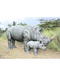 Nashorn mit Baby lebensgroß