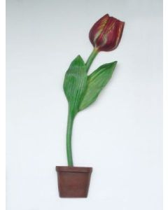 Halbe Tulpe mit dunkelroter Blüte übergroß XXL