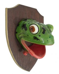 Froschkopf auf Holz lebensgroß
