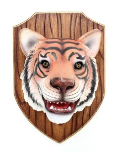 Tigerkopf auf Holz lebensgroß