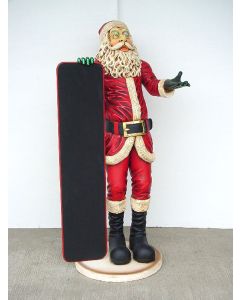 Weihnachtsmann mit Tafel lebensgroß