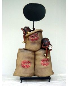 Quality Coffee Aufsteller mit 2 Kaffeebohnen vergrößert
