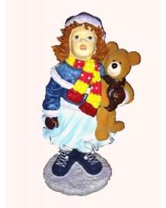 Wintermädchen mit Teddy lebensgroß