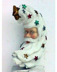 Christbaumschmuck Weihnachtsmanngesicht mit Bart und Sternchen vergrößert