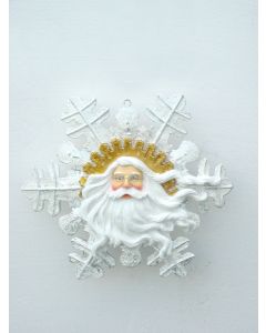 Weihnachtsmanngesicht mit Bart als Schneeflocke klein vergrößert