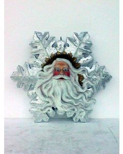 Weihnachtsmanngesicht mit Bart als Schneeflocke groß vergrößert