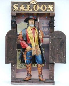 Cowboy im Saloon lebensgroß