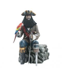 Pirat Blackbeard mit Papagei lebensgroß