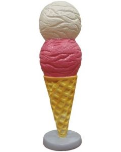 Kleines Kugeleis Weiß und Rosa vergrößert