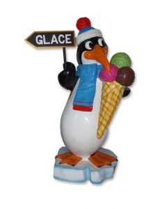 Pinguin mit Eis vergrößert