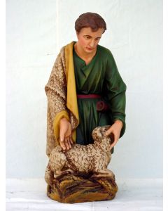 junger mittelgroßer Schäfer mit Schaf verkleinert
