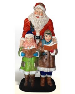 Weihnachtsmann mit 2 Kindern lebensgroß