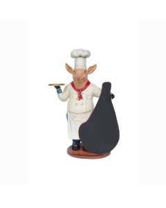 Kochschwein mit Tafel lebensgroß