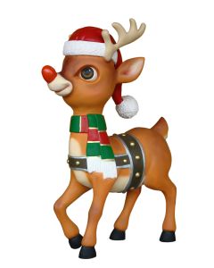 Rentier Bambi mit roter Nase lebensgroß