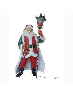 Königlicher Weihnachtsmann mit Umhang und elektirscher Laterne lebensgroß