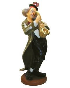 Clown mit Saxophon lebensgroß