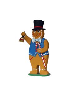 Lebkuchen-Mann mit Zylinder und Zuckerstange vergrößert