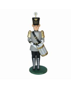 Großer grauer Nußknacker Soldat mit Trommel lebensgroß