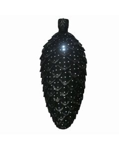 großer schwarzer LED Weihnachtszapfen vergrößert