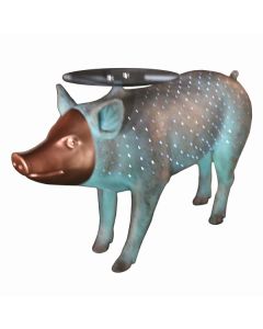 Bronzefarbendes Schwein als Beistelltisch lebensgroß