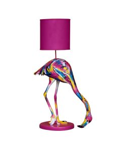 bunter Flamingo als Stehlampe lebensgroß
