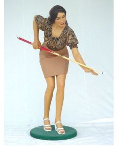 Billard Spielerin lebensgroß