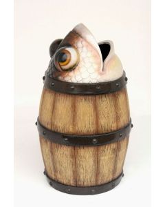 Abfalleimer Fass mit Fisch vergrößert
