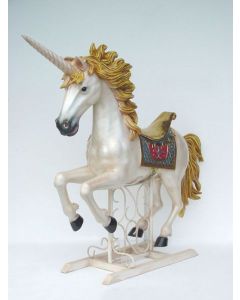 Großes nostalgisches Einhorn mit Metallständer lebensgroß